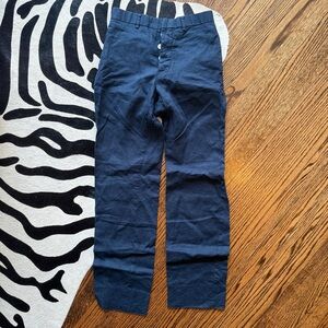 Brooks Brothers Navy Linen Trousers